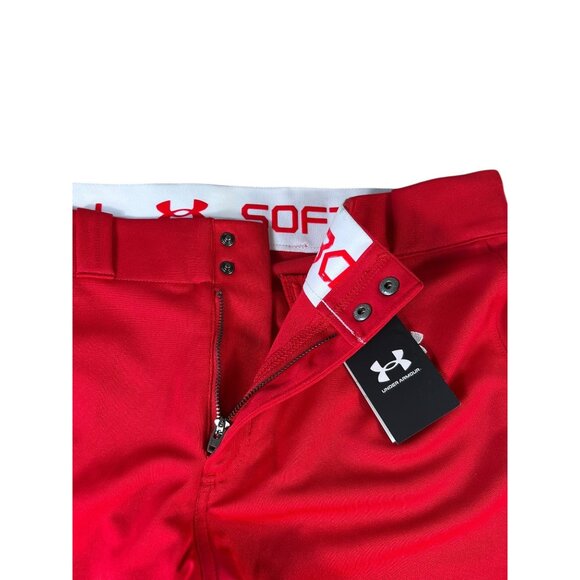 NEW Under Armour Softball Pants Cropped Red Women's Sz XL Stretch High Waist - Picture 2 of 10